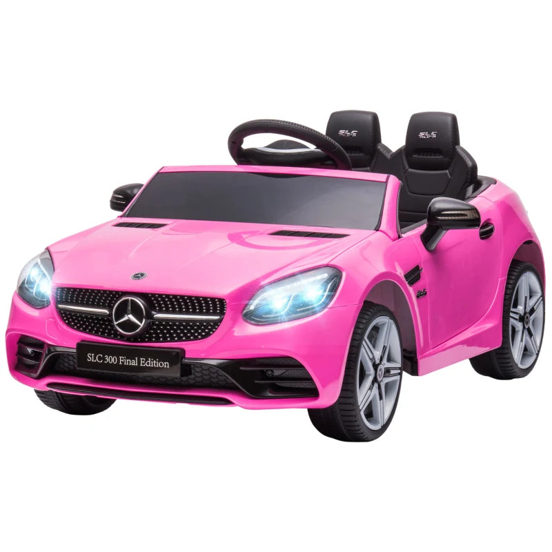 Benz SLC 300 Licensed 12V Kids Electric Ride On, with Music, Remote Control, LED Headlights, Horn, Pink