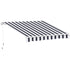 Manual Retractable Awning, 2.5x2 m-Dark Blue/White Stripes