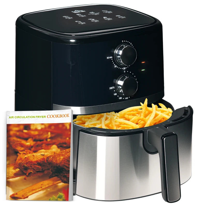 4.5L Air Fryer, 1500W Air Fryer Oven with Rapid Air Circulation, Adjustable Temperature, Timer and Nonstick Basket for Oil Less or Low Fat Cooking, Black