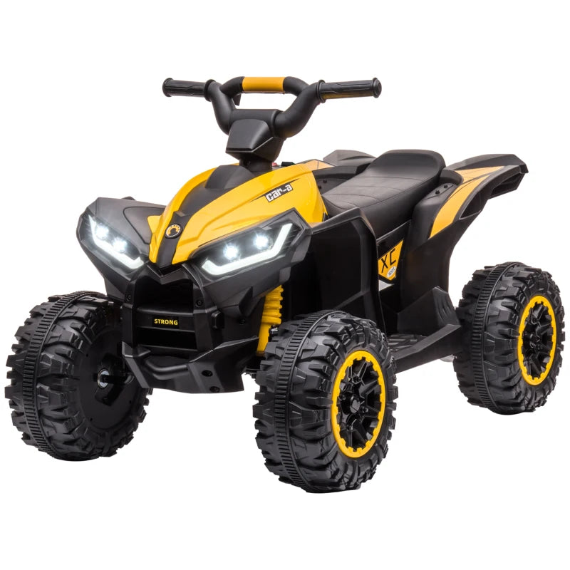 12V Ride-On Quad Bike w/ Music, Horn, for Ages 3+ Years - Yellow