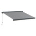 3.5x3m LED Light Full Cassette Case Electric/Manual Awning Door Window Sun Shade Patio Canopy Retractable w/ Remote Grey