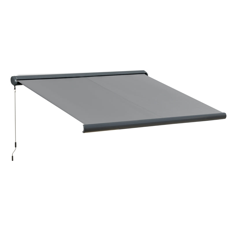 Cassette Electric Manual Awning Door Window Retractable Canopy w/ R/C & LED 300W x 0-250D cm