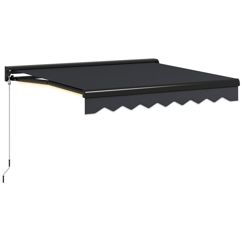 3 x 2.5m Electric Awning with LED Light, Aluminium Frame Retractable Awning Sun Canopies for Patio Door Window