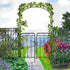 Garden Decorative Metal Arch with Gate Outdoor Patio Trellis Arbor for Climbing Plant Archway Antique Black - 108L x 45W x 215Hcm