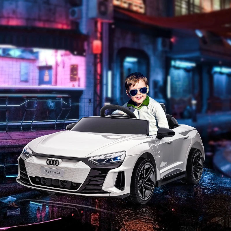 Audi Licensed 12V Kids Electric Ride-On, with Remote Control, Suspension System, Lights, Music, Motor - White