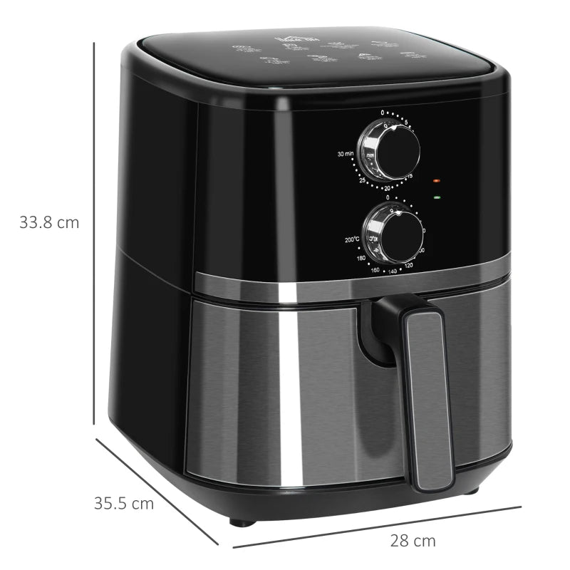 4.5L Air Fryer, 1500W Air Fryer Oven with Rapid Air Circulation, Adjustable Temperature, Timer and Nonstick Basket for Oil Less or Low Fat Cooking, Black