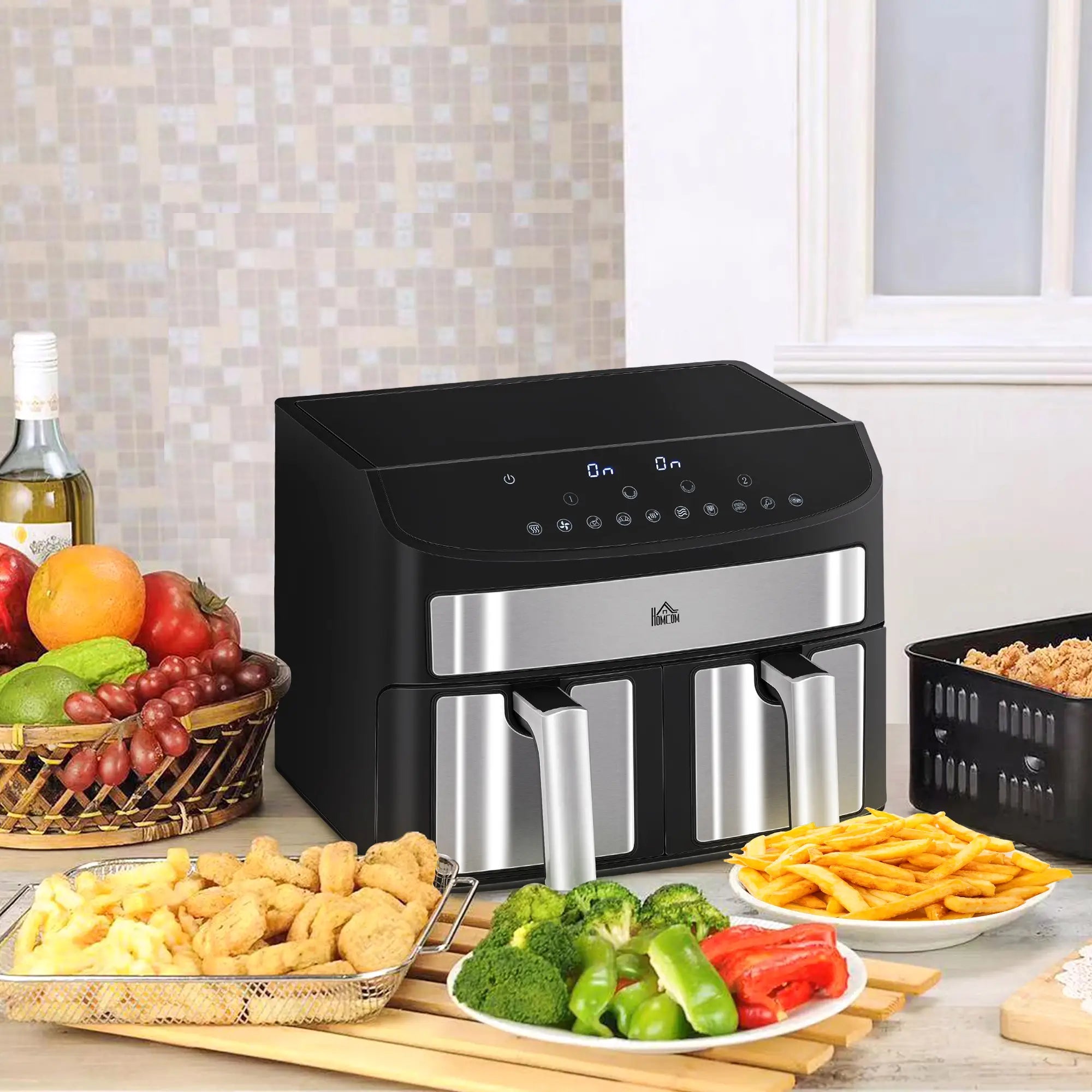 Dual Zone Air Fryer, 10-in-1 8L with Sync Cook & Sync Finish, 60-Minute Timer for Oil Free & Low Fat Cooking, 2400W Bargain Clearance Centre