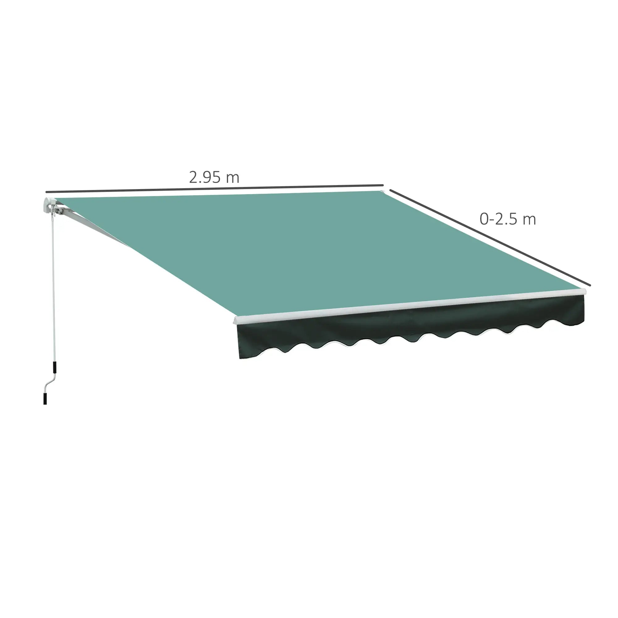 3x2.5 m Sun Shade Canopy Garden Patio Manual Retractable Awning Canopy-Dark Green