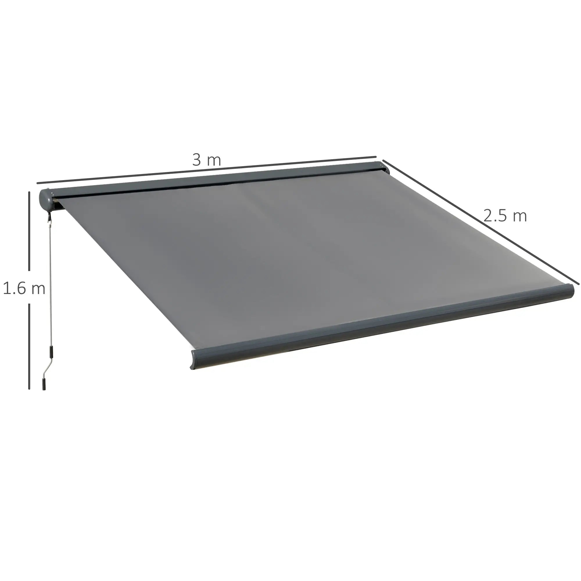 3 x 2.5m Electric Awning with Remote Controller, Aluminium Frame DIY Retractable Awning, UV50+ Sun Shade Canopy for Garden Patio Deck Door Window, Grey