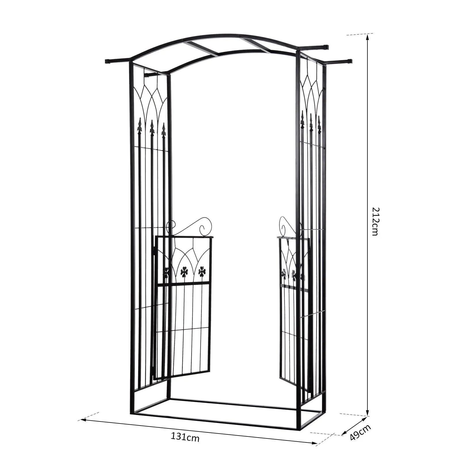 Garden Outdoor Entrance Arch with Door Outdoor Patio Decoration for Rose Trellis Arbour Climbing Plant 131L x 49W x 200Hcm