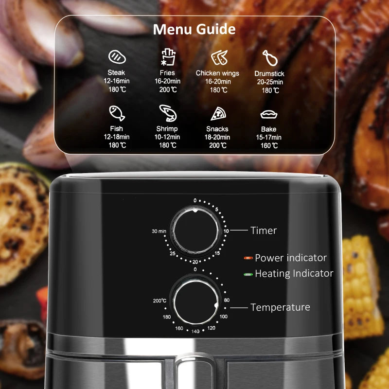 4.5L Air Fryer, 1500W Air Fryer Oven with Rapid Air Circulation, Adjustable Temperature, Timer and Nonstick Basket for Oil Less or Low Fat Cooking, Black