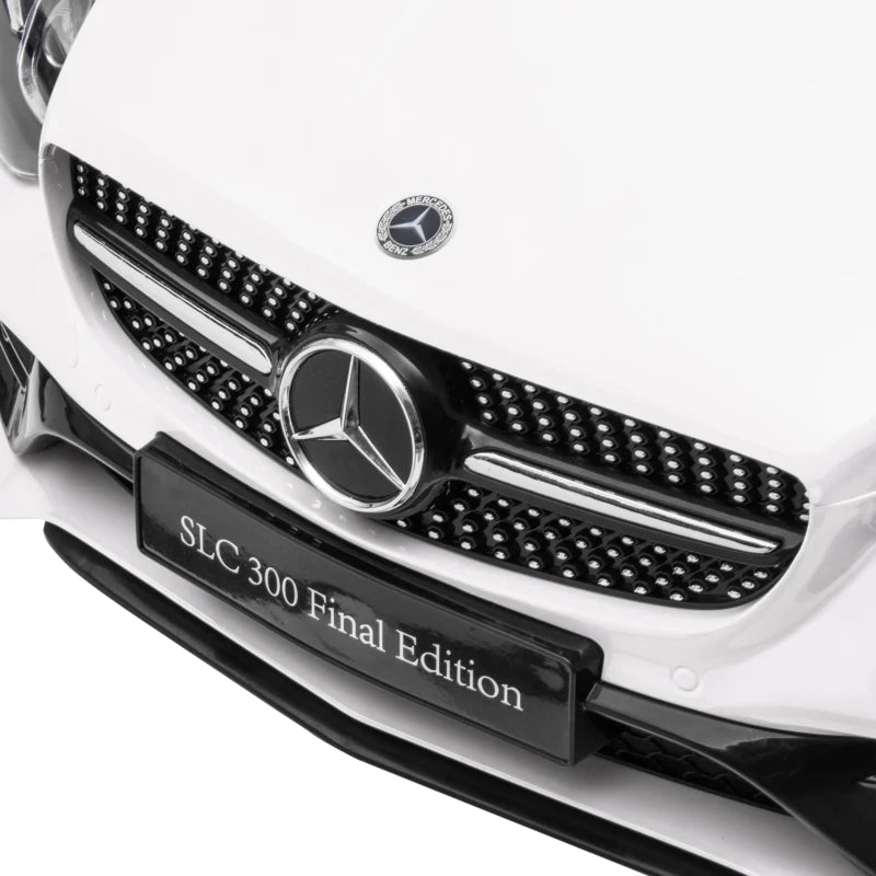 Benz SLC 300 Licensed 12V Kids Electric Ride On, with Music, Remote Control, LED Headlights, Horn, White