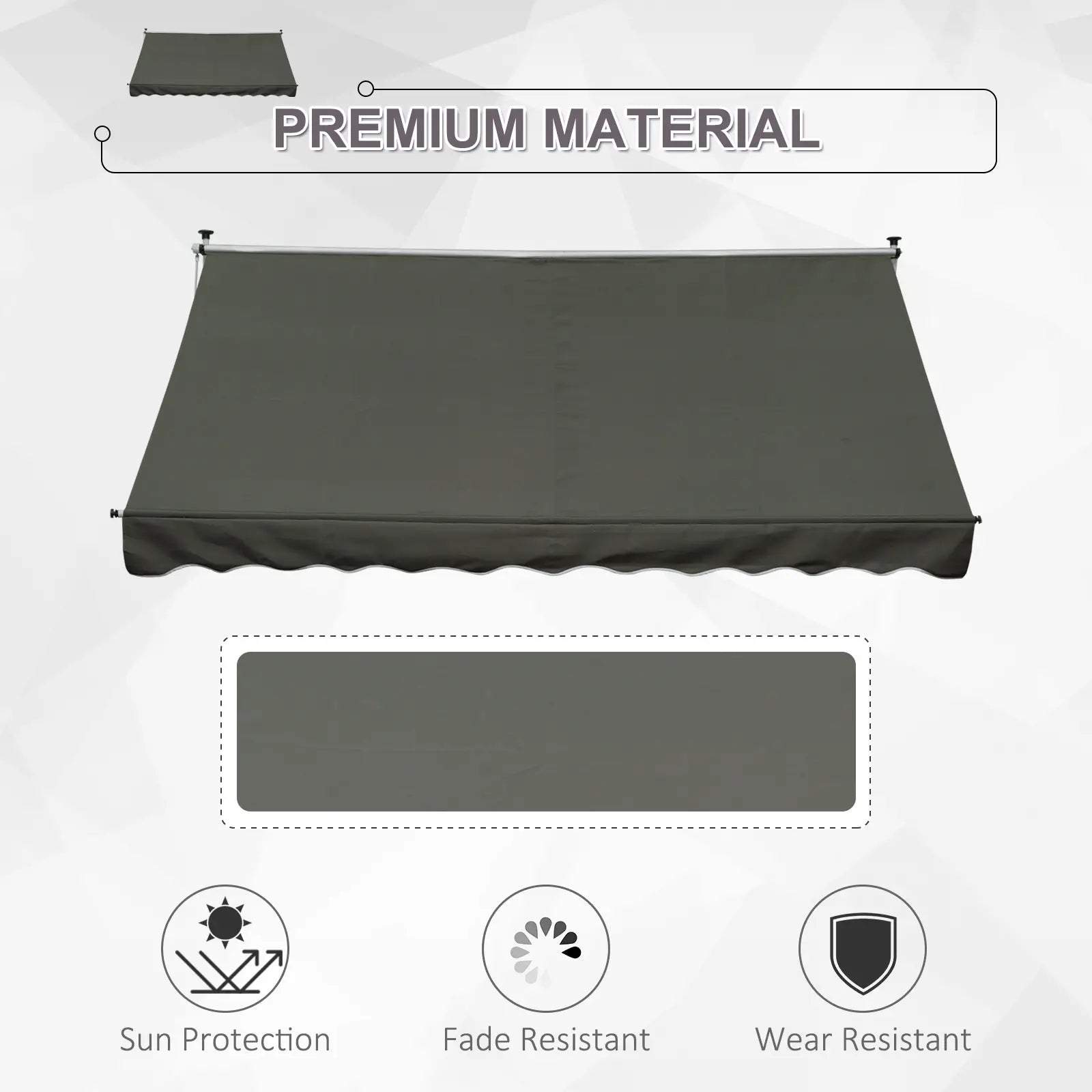 3x1.5m Adjustable Outdoor Aluminium Frame Awning Grey