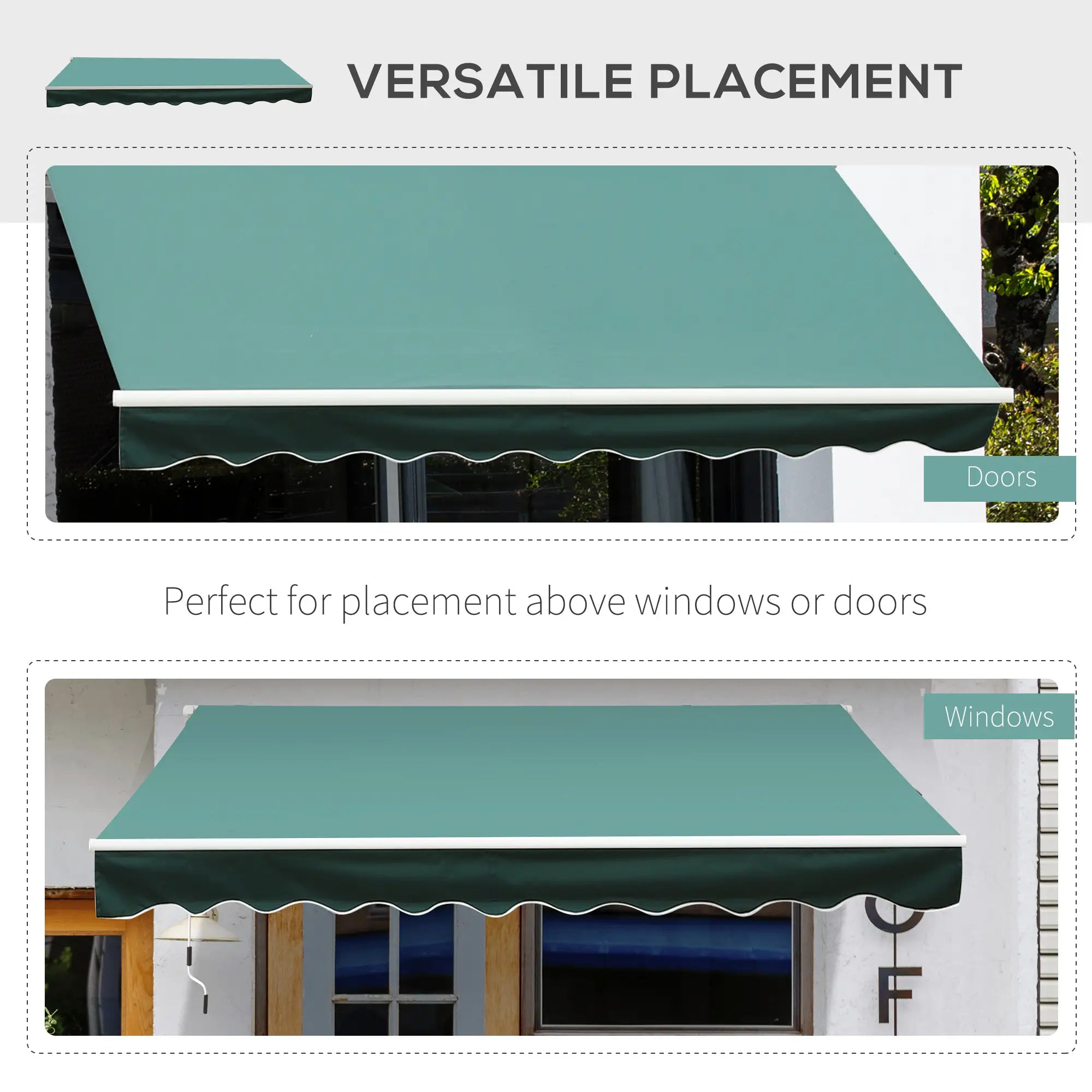 3x2.5 m Sun Shade Canopy Garden Patio Manual Retractable Awning Canopy-Dark Green