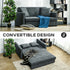 2 Seater Sofa Bed, Convertible Bed Settee, Modern Cotton Loveseat Sofa Couch with 2 Cushions, Hidden Storage for Living Room, Guest Room, Dark Grey