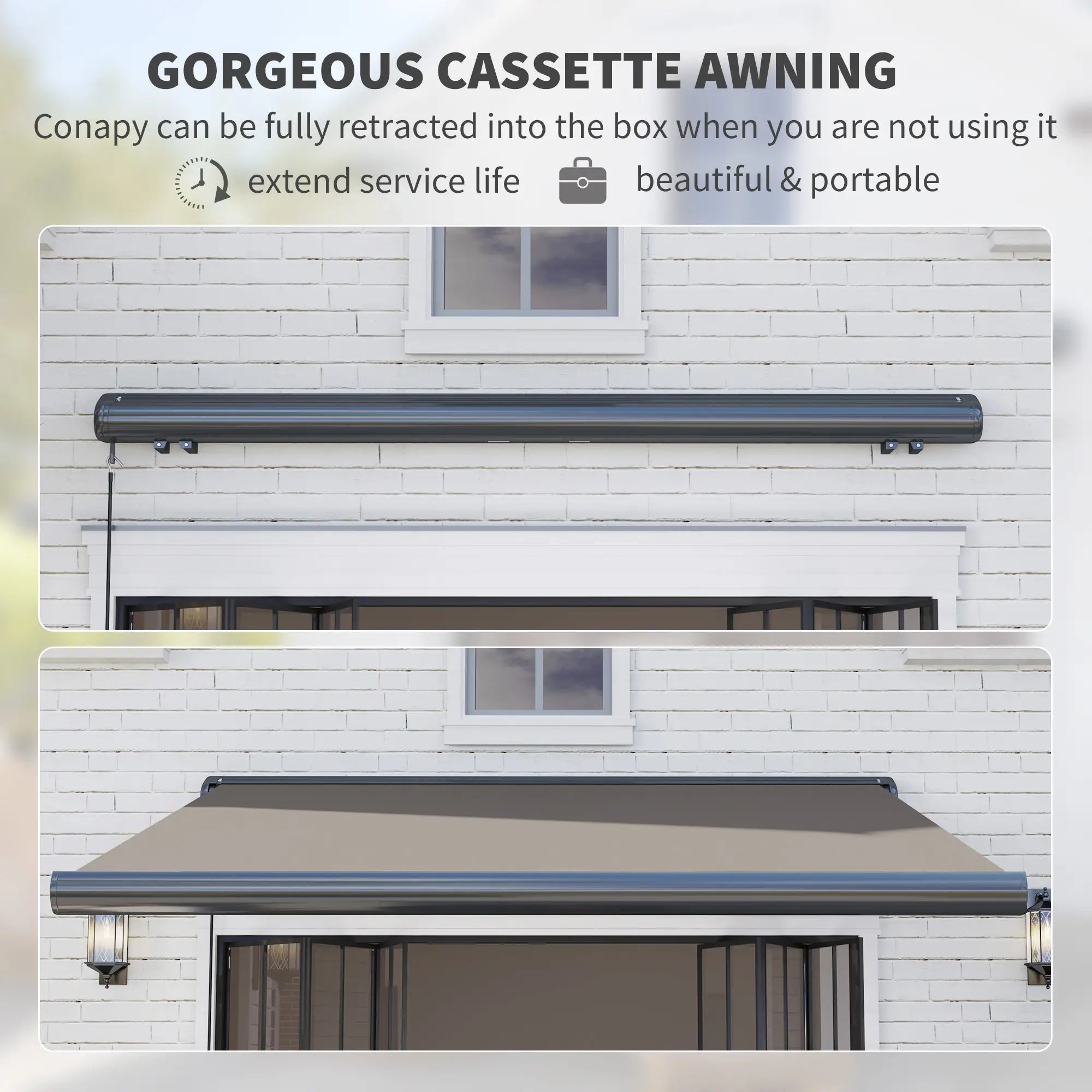 3 x 2.5 m Electric Awning with Remote Controller, Aluminium Frame DIY Retractable Awning, UV50+ Sun Shade Canopy for Garden Patio Deck Door Window, Light Grey