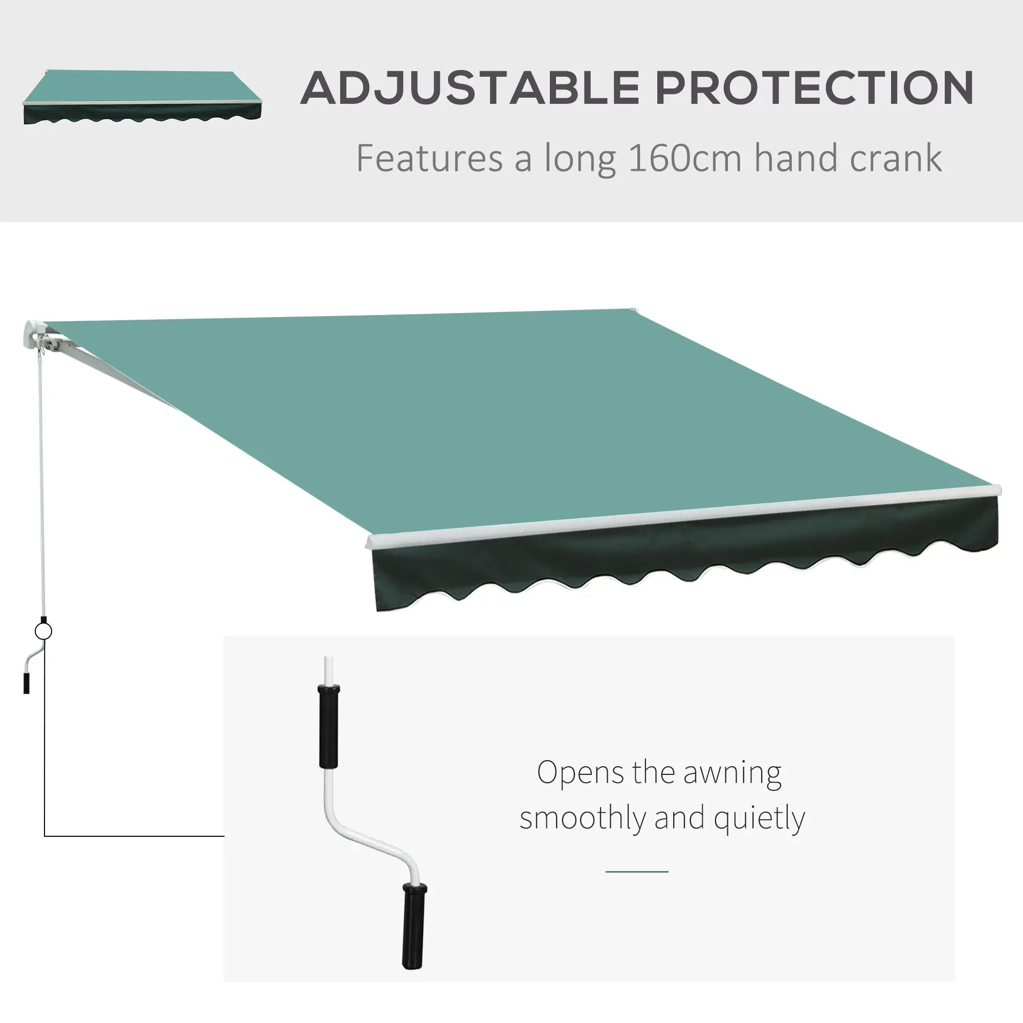 3x2.5 m Sun Shade Canopy Garden Patio Manual Retractable Awning Canopy-Dark Green