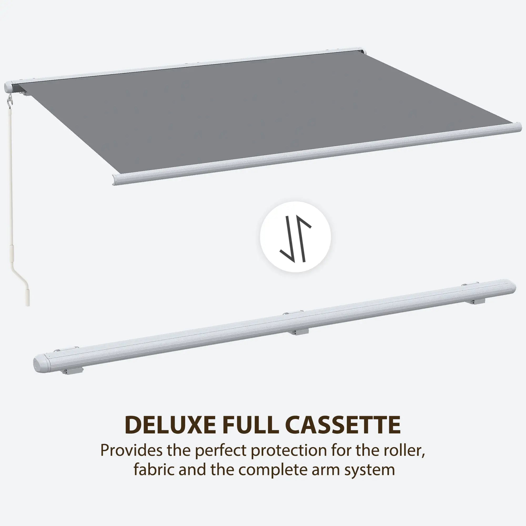 4x3m Full Cassette Electric/Manual Retractable Awning with Remote Controller, Sun Canopies for Patio Door Window with Remote Controller, Grey