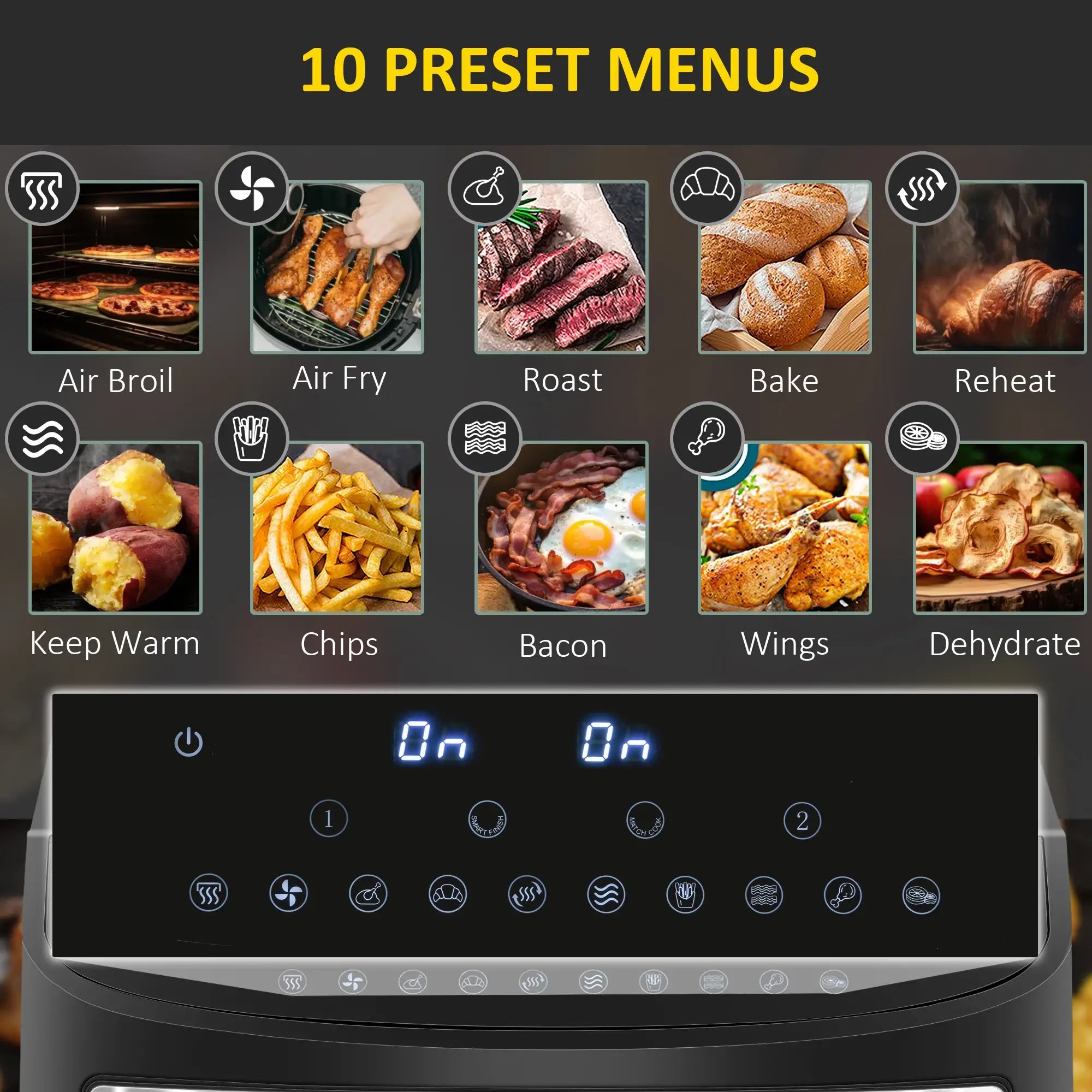 Dual Zone Air Fryer, 10-in-1 8L with Sync Cook & Sync Finish, 60-Minute Timer for Oil Free & Low Fat Cooking, 2400W Bargain Clearance Centre