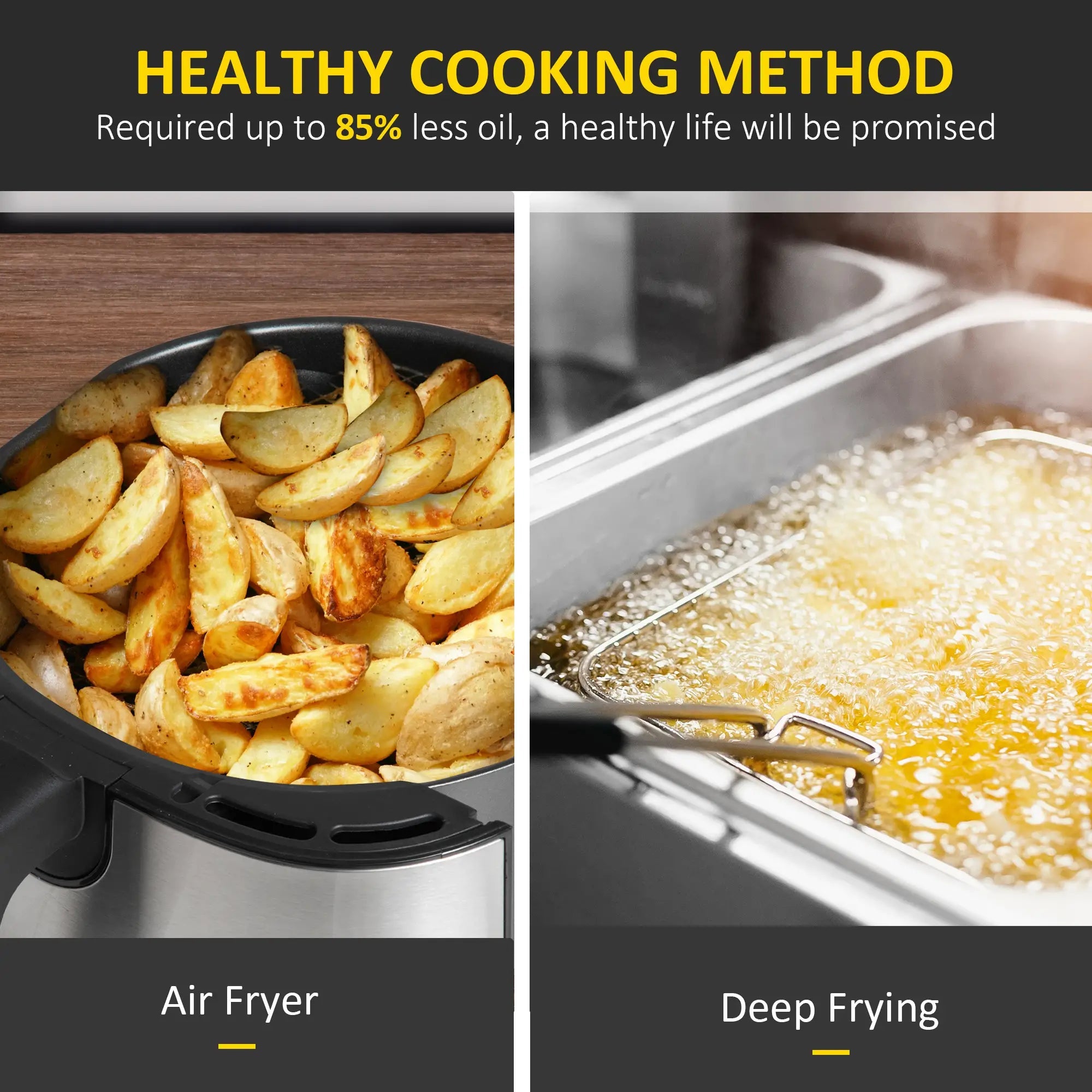 6.5L Single Basket Air Fryer, 80-200°C Temperature, Black and Grey Bargain Clearance Centre