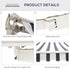 Manual Retractable Awning, 2.5x2 m-Dark Blue/White Stripes