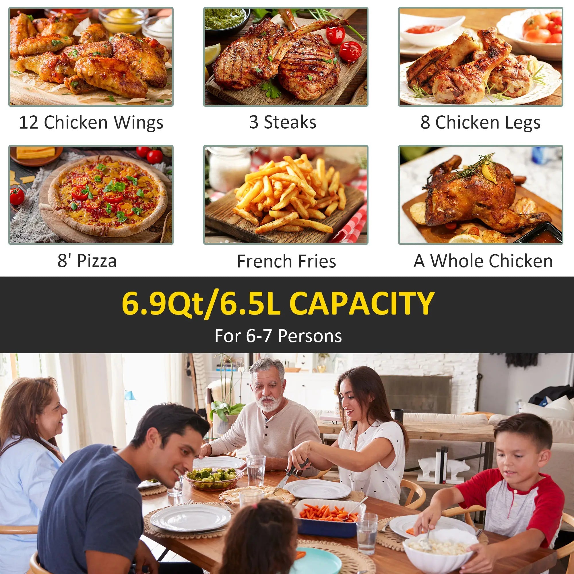 6.5L Single Basket Air Fryer, 80-200°C Temperature, Black and Grey Bargain Clearance Centre
