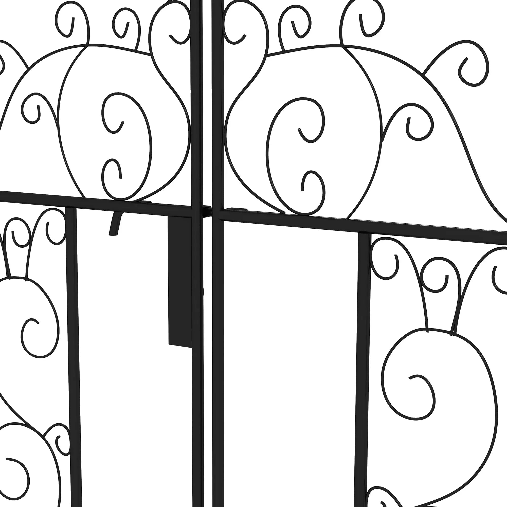 Outdoor Garden Arch with Double Gates, Metal Garden Arbor for Climbing Plants, Roses, Vines, Wedding Arch for Outdoor, 125L x 38W x 227H cm, Black