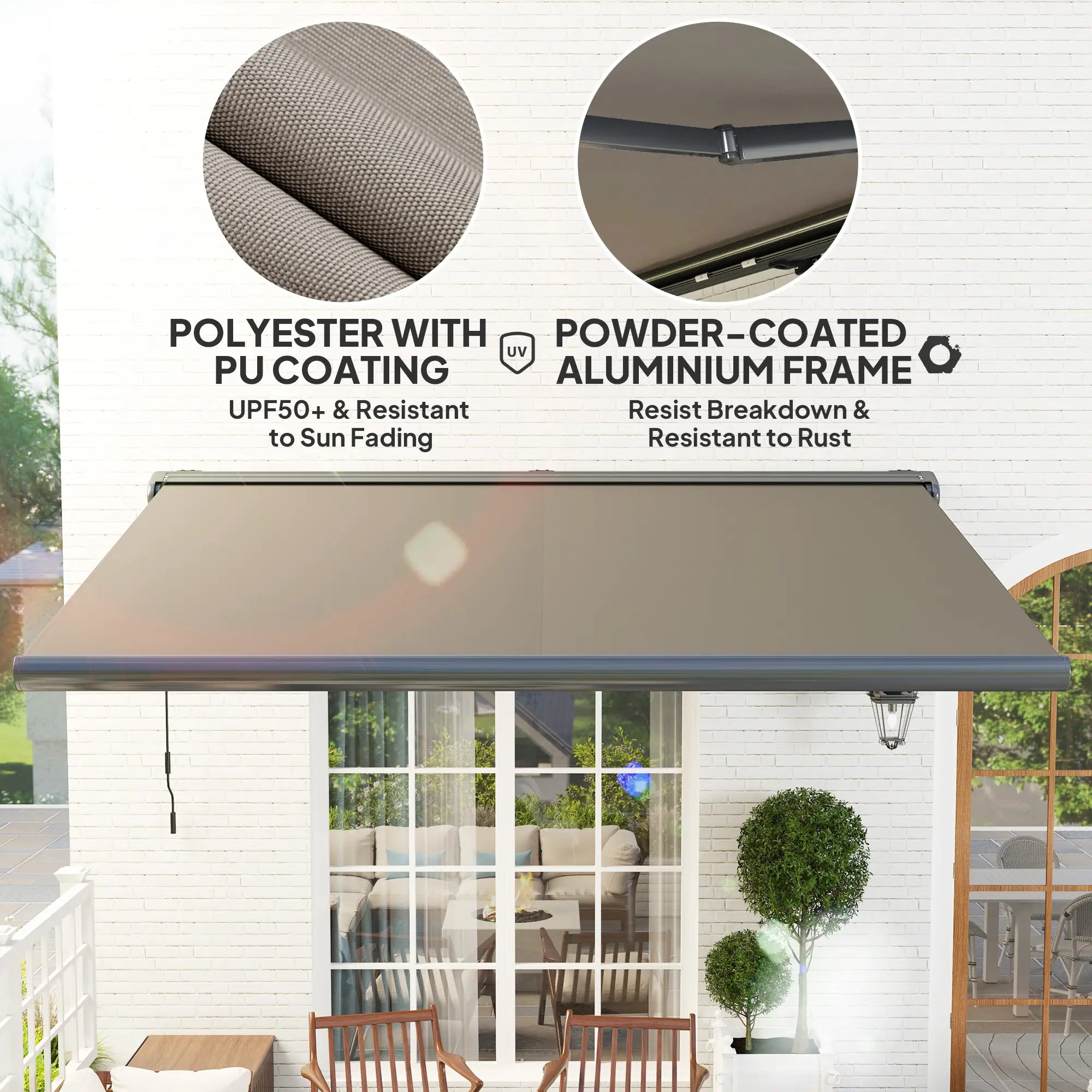 4 x 3(m) Full Cassette Electric Awning with Remote Controller, Aluminium Frame DIY Retractable Garden Awning, UPF50+ Sun Shade Canopy for Deck Door Window, Light Grey