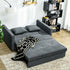 2 Seater Sofa Bed, Convertible Bed Settee, Modern Cotton Loveseat Sofa Couch with 2 Cushions, Hidden Storage for Living Room, Guest Room, Dark Grey