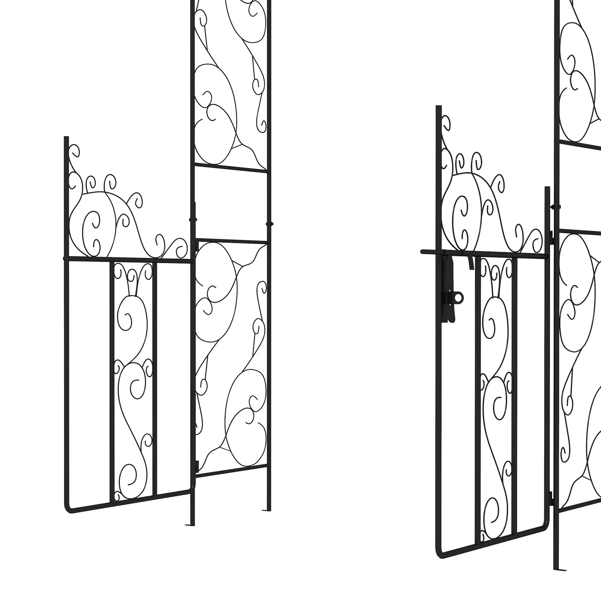 Outdoor Garden Arch with Double Gates, Metal Garden Arbor for Climbing Plants, Roses, Vines, Wedding Arch for Outdoor, 125L x 38W x 227H cm, Black
