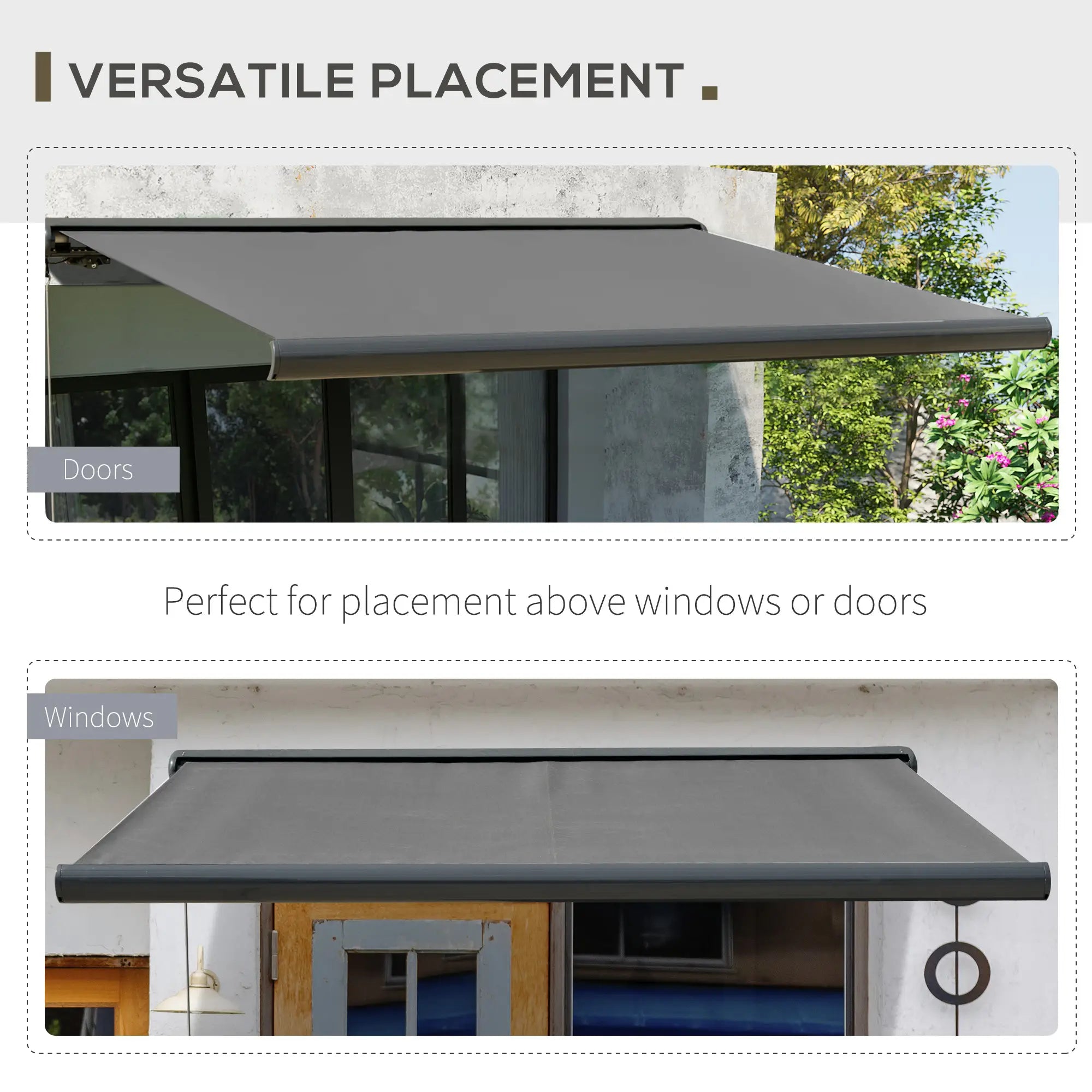 3 x 2.5m Electric Awning with Remote Controller, Aluminium Frame DIY Retractable Awning, UV50+ Sun Shade Canopy for Garden Patio Deck Door Window, Grey