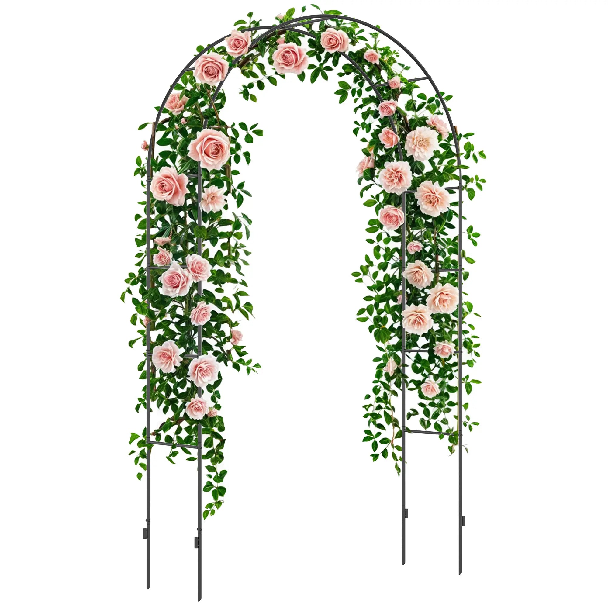 Outdoor Garden Arch, Metal Garden Arbor for Climbing Plants, Roses, Vines, Wedding Arch for Outdoor, 140L x 40W x 240H cm, Black