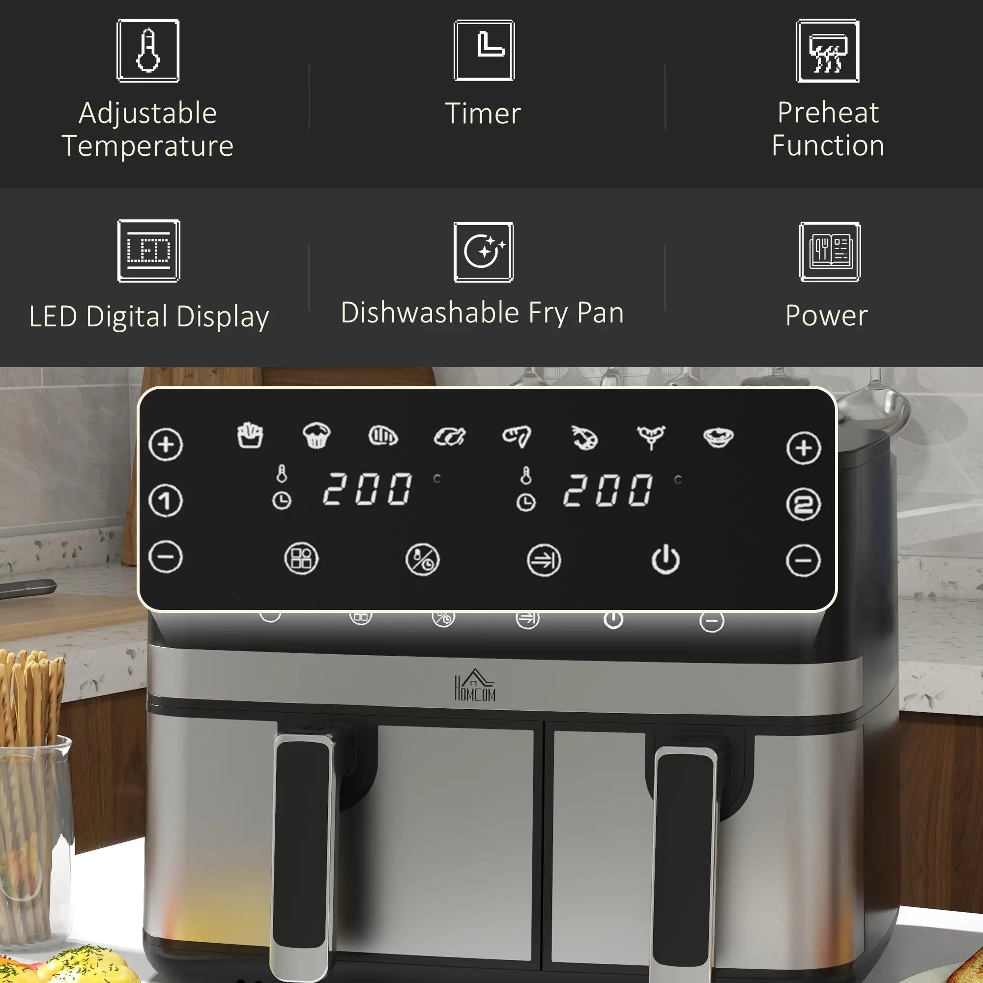 8.5L Dual Basket Air Fryer, with Sync and Multi-Menu Cooking Bargain Clearance Centre