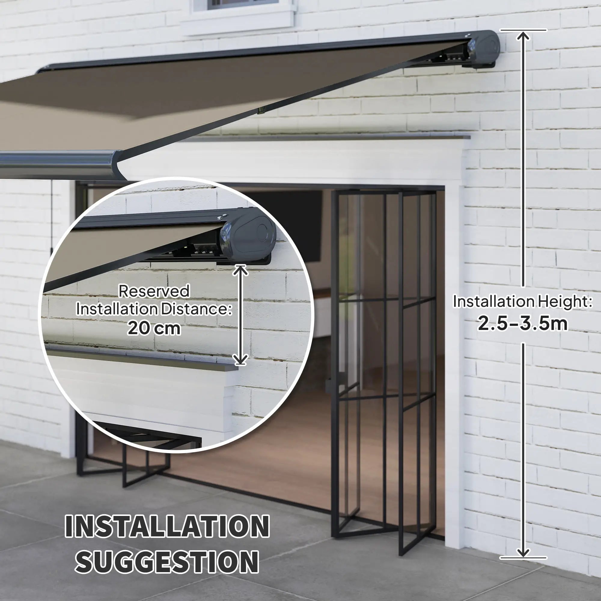 4 x 3(m) Full Cassette Electric Awning with Remote Controller, Aluminium Frame DIY Retractable Garden Awning, UPF50+ Sun Shade Canopy for Deck Door Window, Light Grey