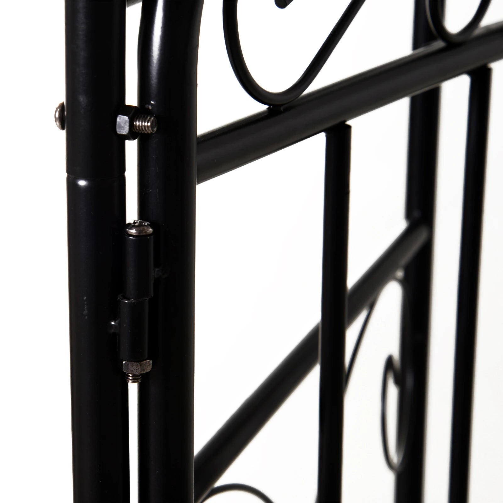 Garden Decorative Metal Arch with Gate Outdoor Patio Trellis Arbor for Climbing Plant Archway Antique Black - 108L x 45W x 215Hcm