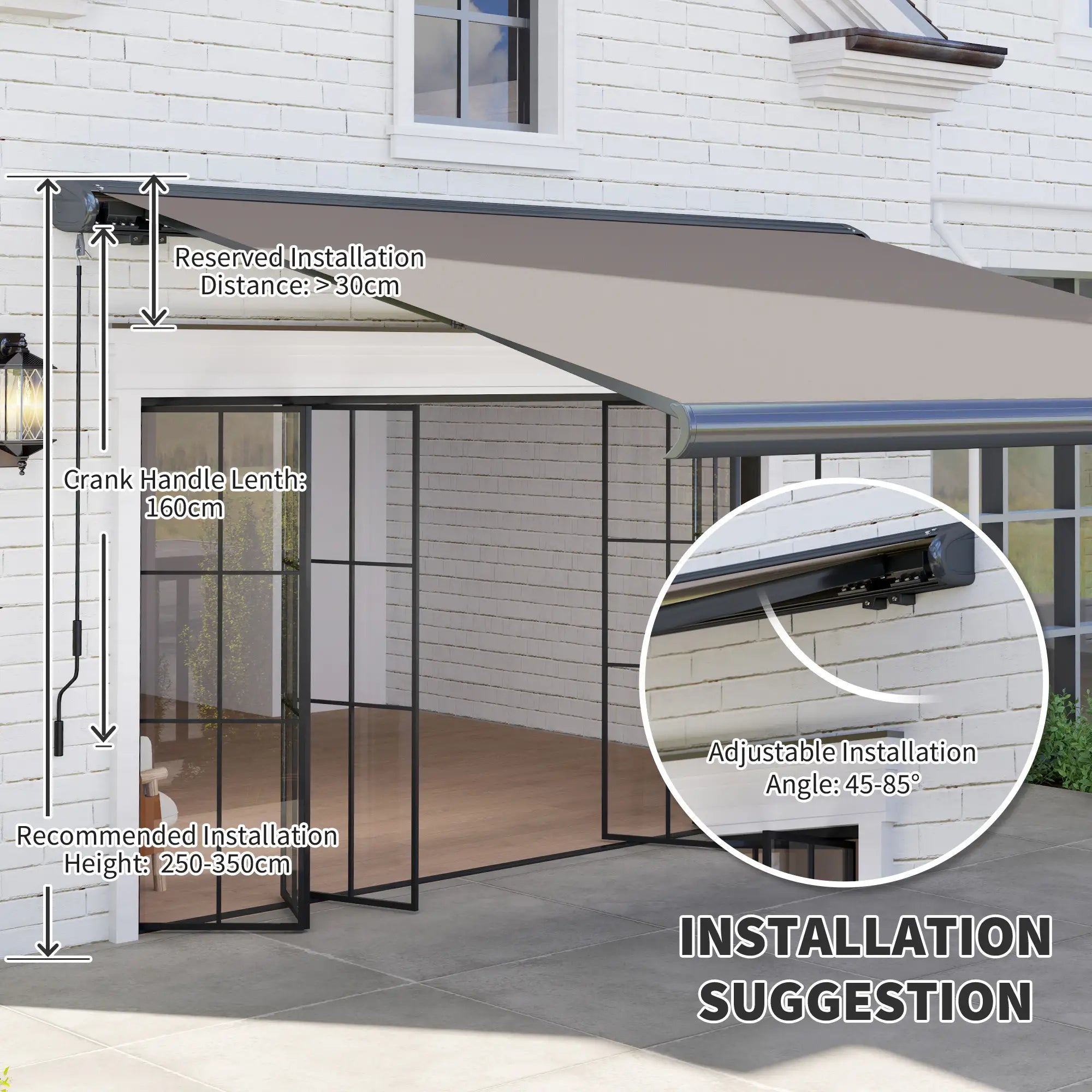 3 x 2.5 m Electric Awning with Remote Controller, Aluminium Frame DIY Retractable Awning, UV50+ Sun Shade Canopy for Garden Patio Deck Door Window, Light Grey