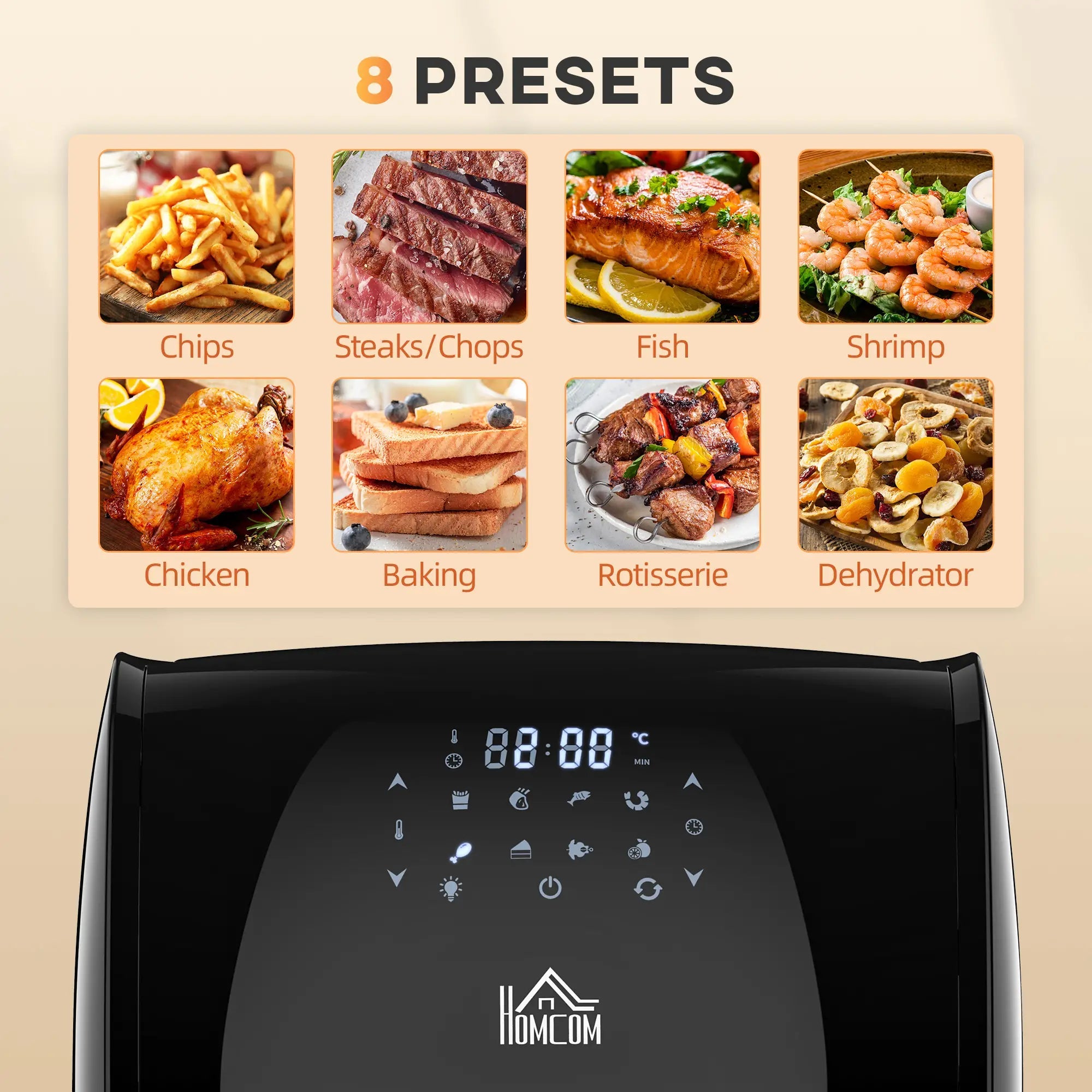12L 8 in 1 Digital Air Fryer Oven with Roast, Bake, Dehydrate, 8 Preset Modes, Rapid Air Circulation, Timer, Inner Light, Memory Function, 1800W, Dish Wash Accessory, Black 4.9 Bargain Clearance Centre