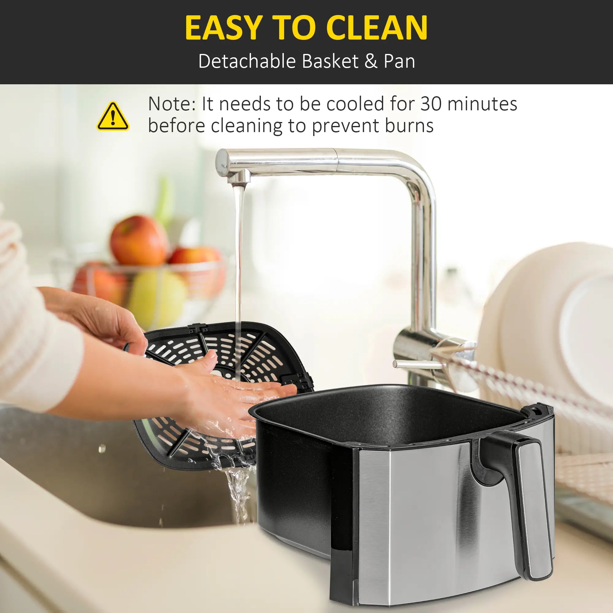 6.5L Single Basket Air Fryer, 80-200°C Temperature, Black and Grey Bargain Clearance Centre