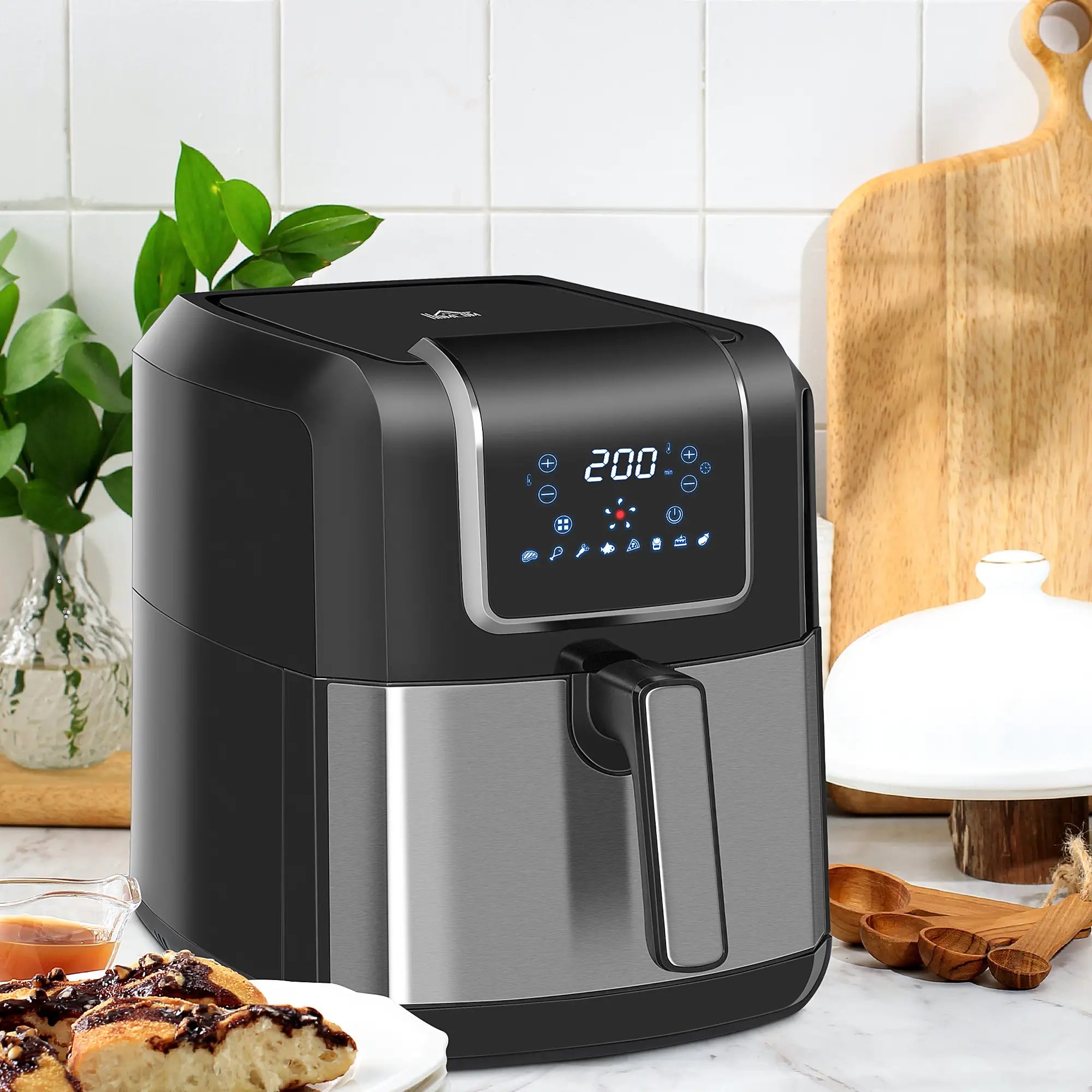 6.5L Single Basket Air Fryer, 80-200°C Temperature, Black and Grey Bargain Clearance Centre