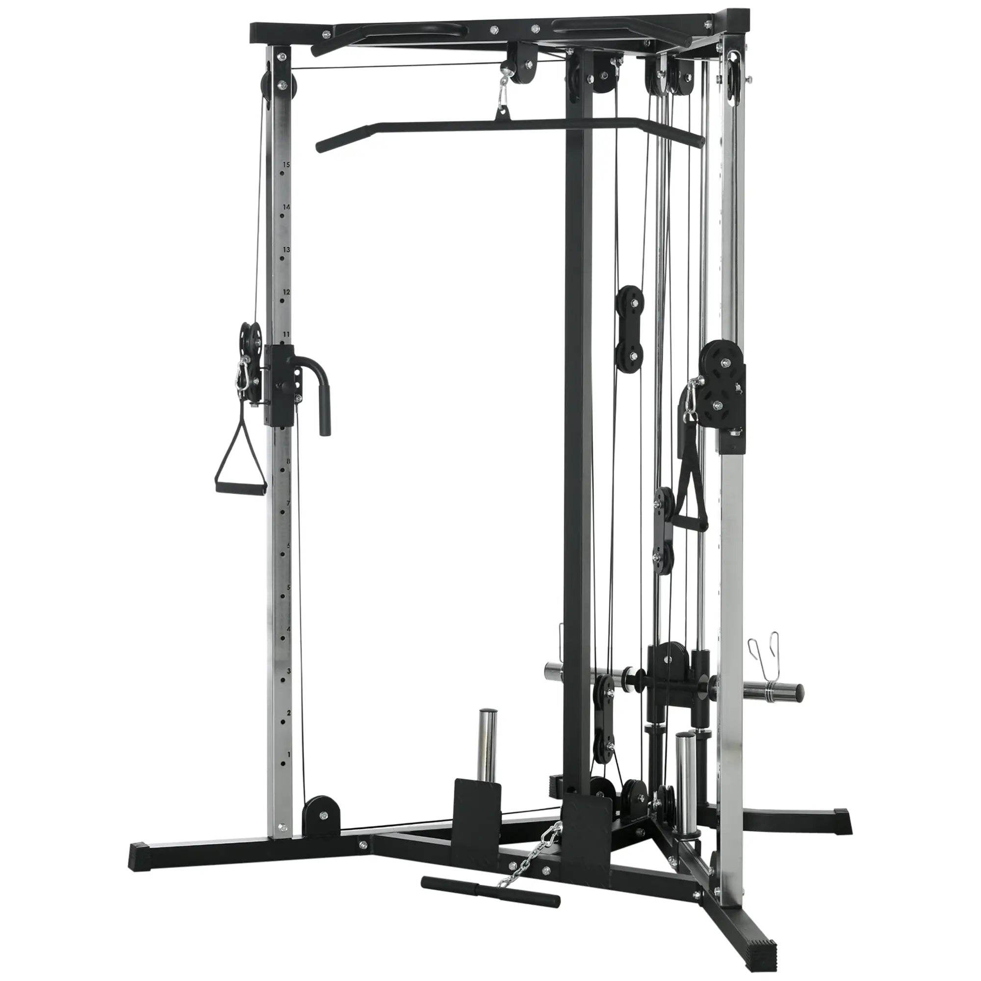 Home Gym Machine, Multifunctional Gym Equipment with High and Low Pulleys, Pull Up Bar, 15-Position Adjustable Strength Training Workout Station for Full Body Fitness