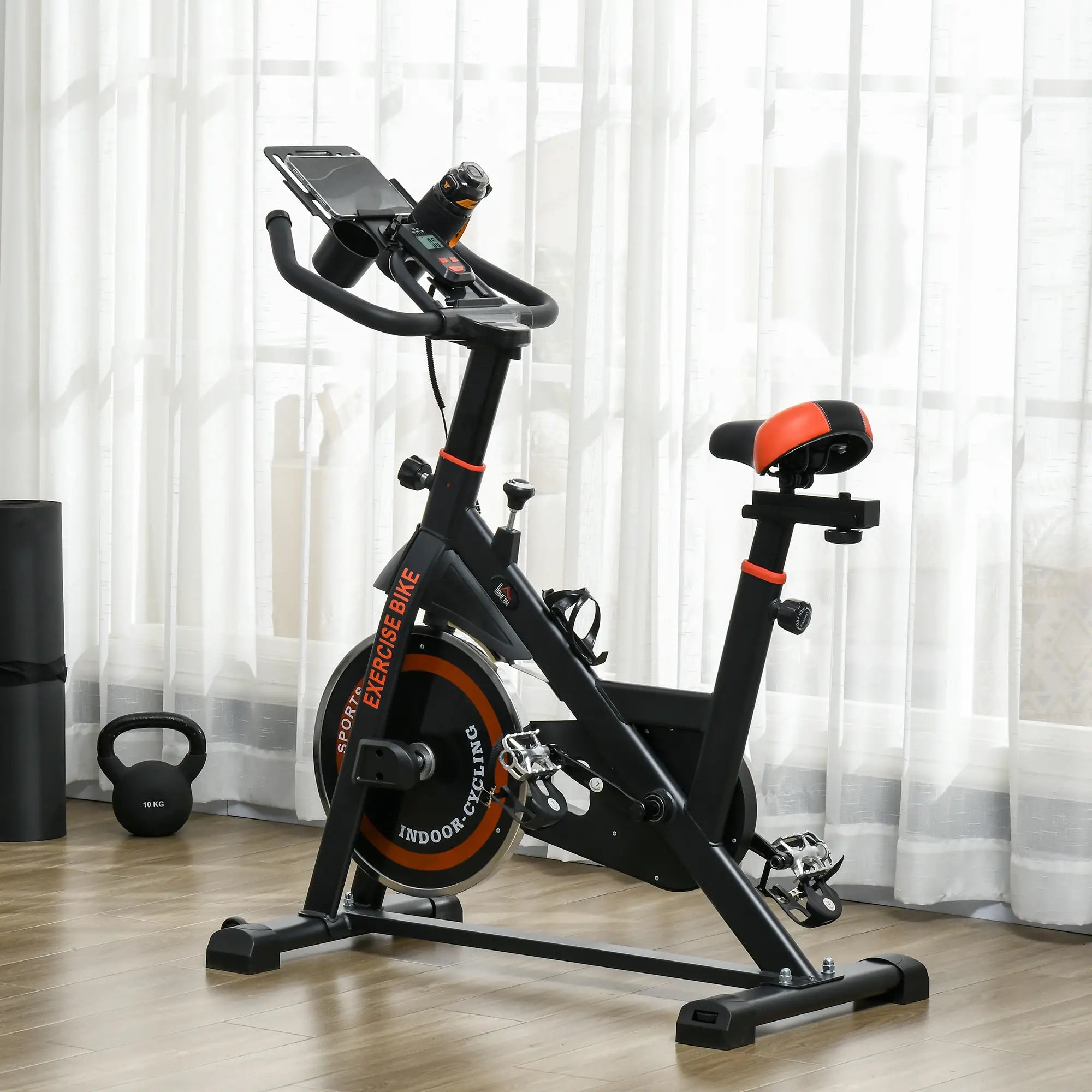 Exercise Bike, 8kg Flywheel Stationary Bike Indoor Cycling Machine with Adjustable Resistance Seat Handlebar, Black