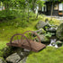 Wooden Garden Bridge Lawn Décor Stained Finish Arc Outdoor Pond WalkwayYard Decoration Half Wheeled Railings 100L x 50W x 37Hcm