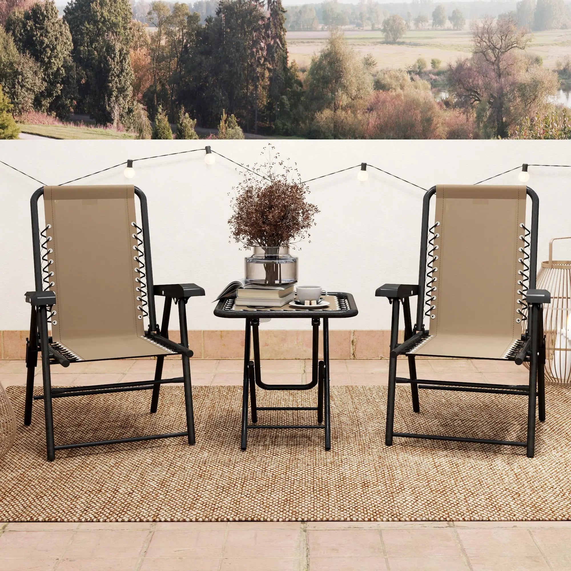 Three-Piece Garden Table and Chair Set - Khaki