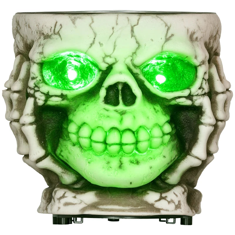 5.5" Skeleton Candy Bowl Outdoor Halloween Decoration, Halloween Prop with Sound Activated, Light Up Eyes, Sound Effects for Haunted House