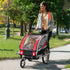 Baby Bike Trailer, Child Bicycle Trailer with 5 Point Harness, Steel Frame, Reflectors, Safety Flag, Hitch Coupler, Red