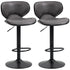 Adjustable Bar Stools Set of 2, Swivel Leathaire Upholstered Barstools with Large Seat, Breakfast Bar Chairs with Back, Footrest and Steel Base, Dark Grey