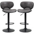 Adjustable Bar Stools Set of 2, Swivel Leathaire Upholstered Barstools with Large Seat, Breakfast Bar Chairs with Back, Footrest and Steel Base, Dark Grey