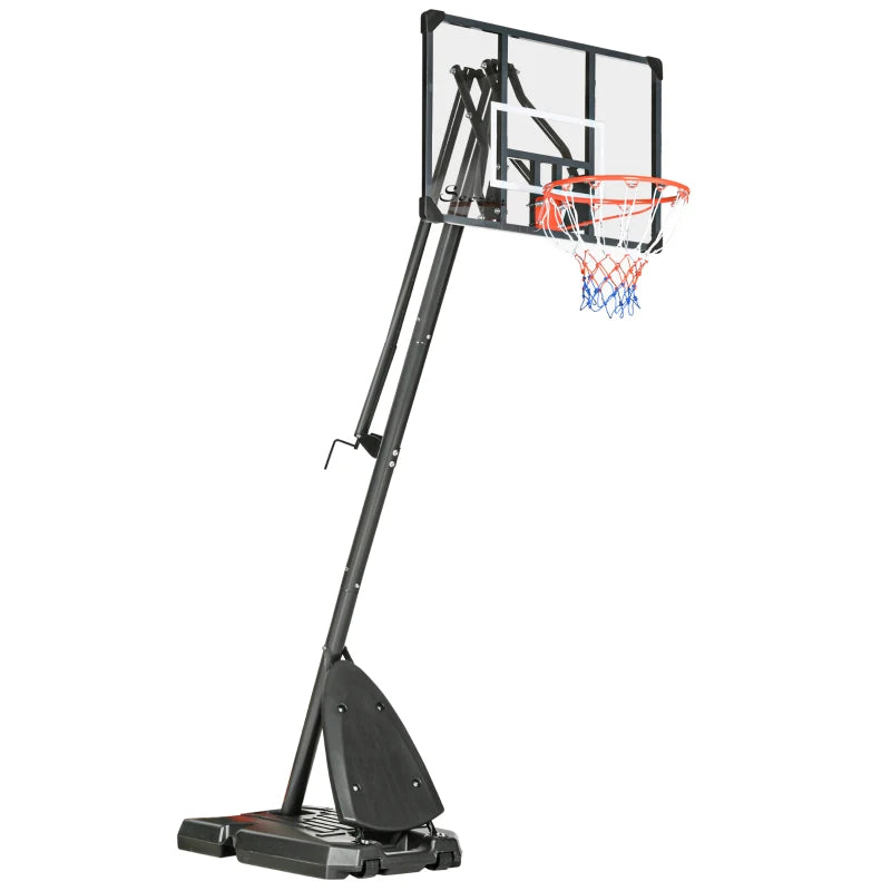 2.4-2.9m Adjustable Basketball Hoop and Stand with Weighted Base, Portable on Wheels, Black