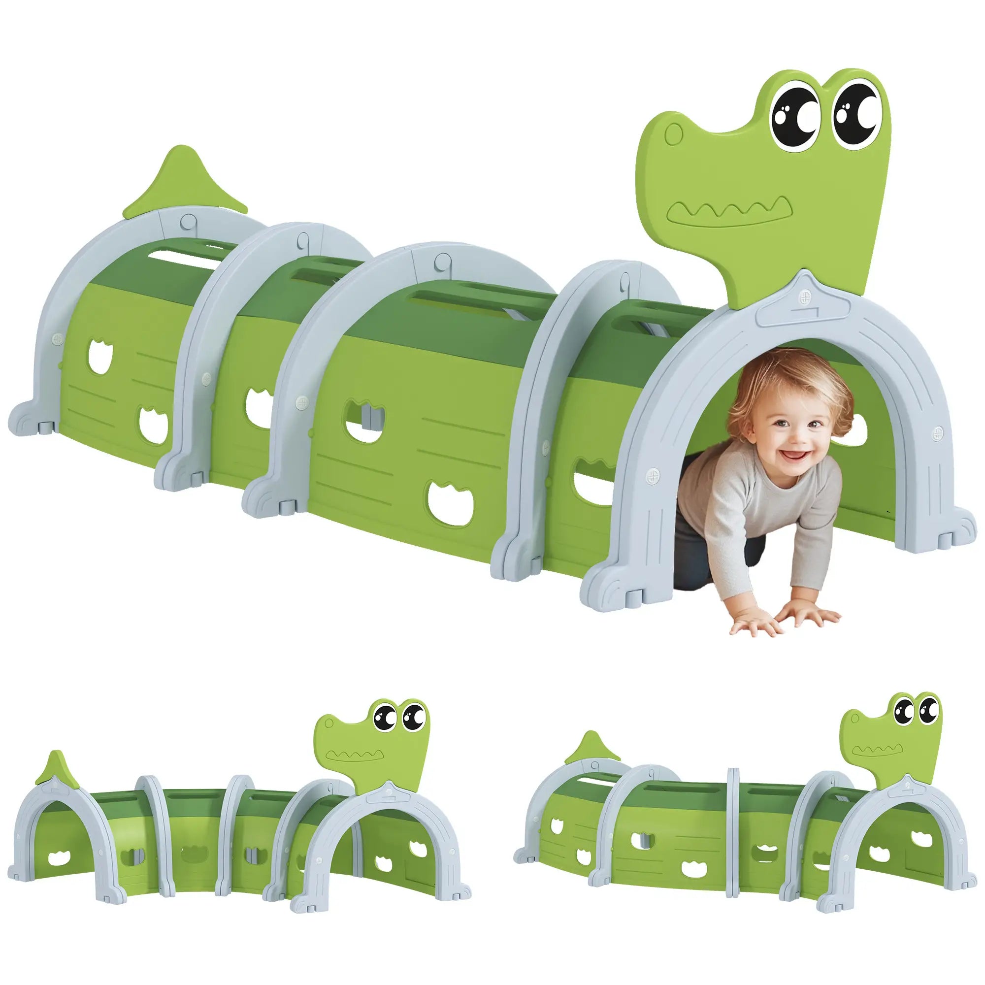 Crocodile Design Kids Play Tunnel for Ages 3-6 Crawl and Climb