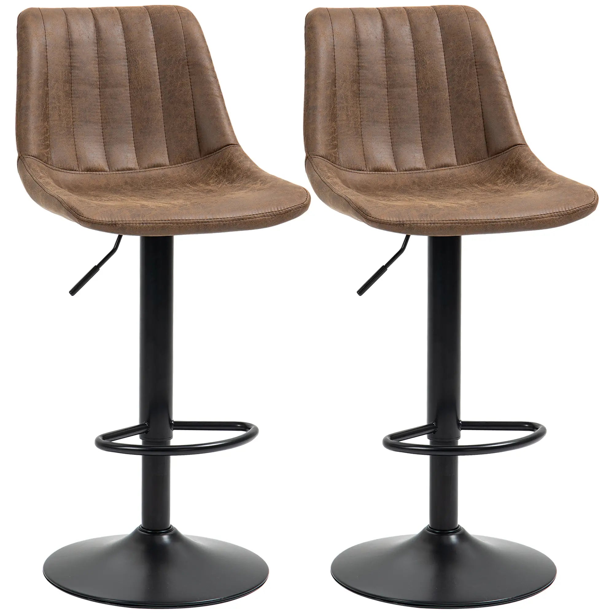 Bar Stools Set of 2, Swivel Counter Height Barstools with Back, Adjustable Bar Chairs, Breakfast Dining Stools for Kitchen Island Counter with Adjustable Steel Footrest & Base, Brown 5
